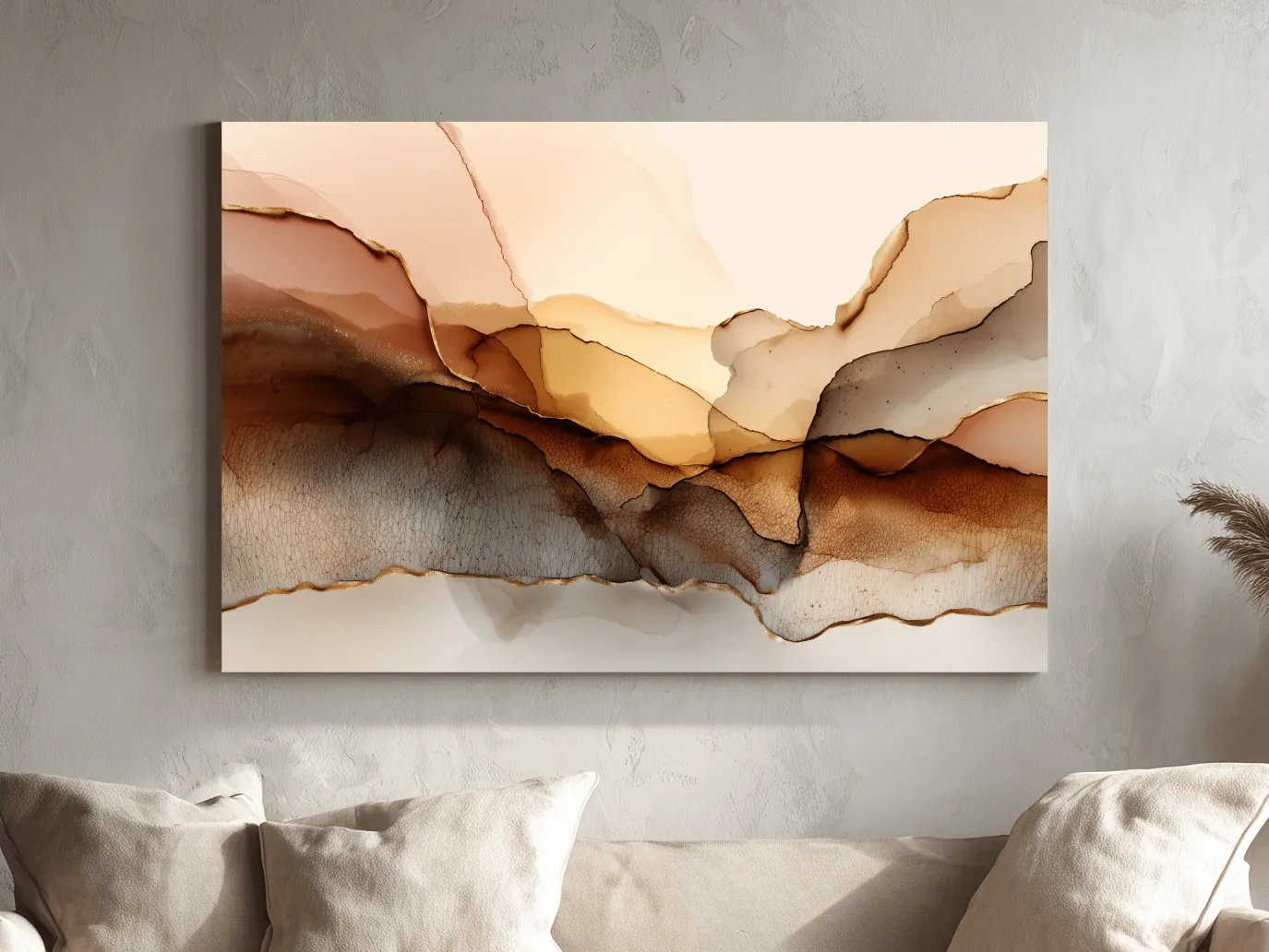 Abstract Alcohol Ink Landscape Painting - Modern Minimalist Wall Art