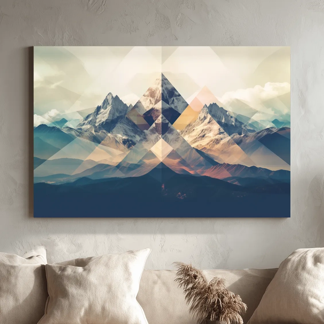 Geometric Abstract Alpine Mountain Peaks - Modern Polygon Landscape Wall Art