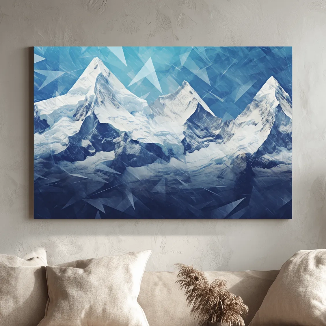 Geometric Icy Glacial Alpine Peaks - Abstract Mountain Landscape Wall Art