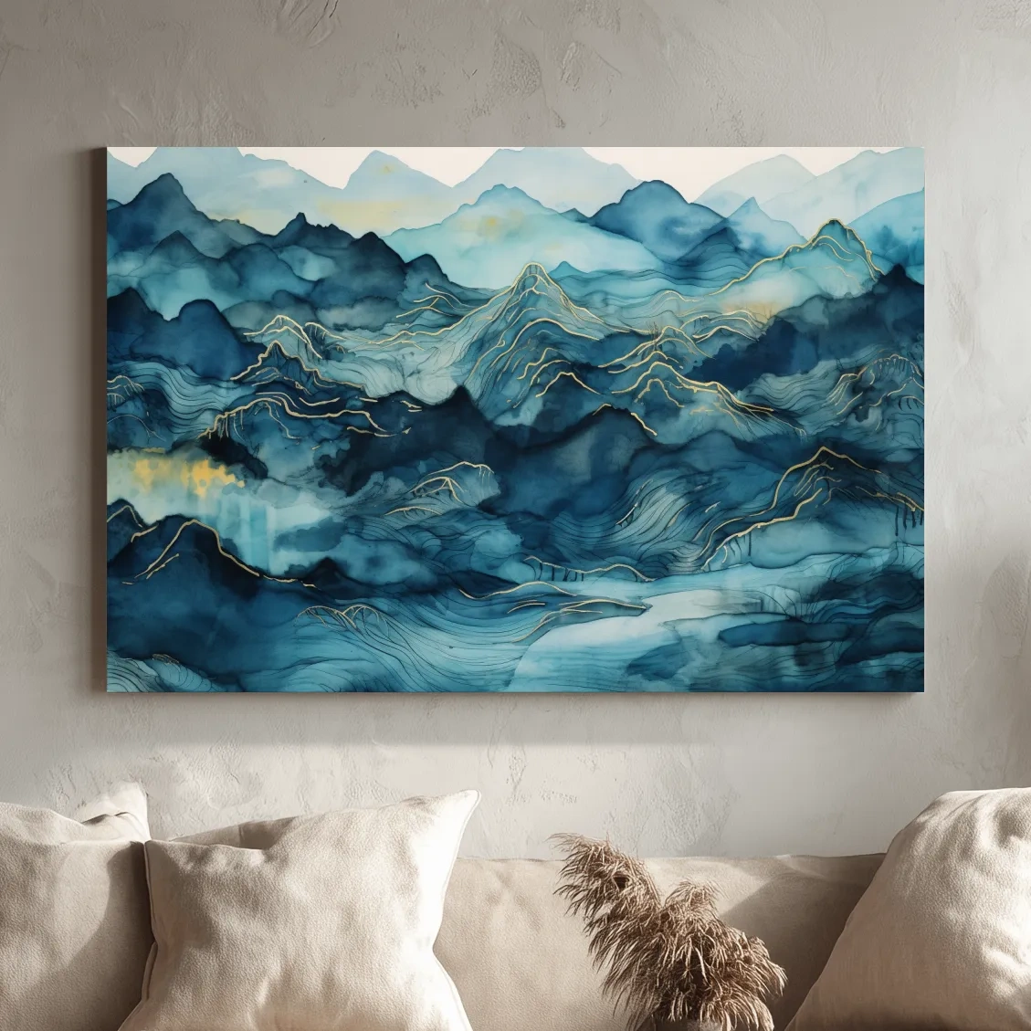 Abstract watercolour mountain painting