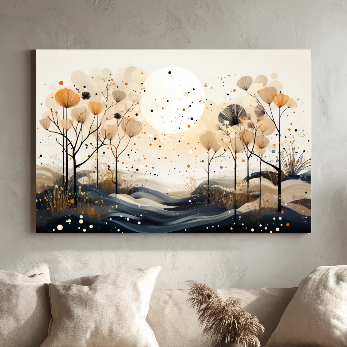 Surreal illustation of a chic boho forest