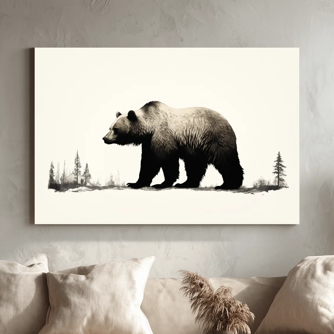 Minimal illustration art of a grizzly bear silhouette