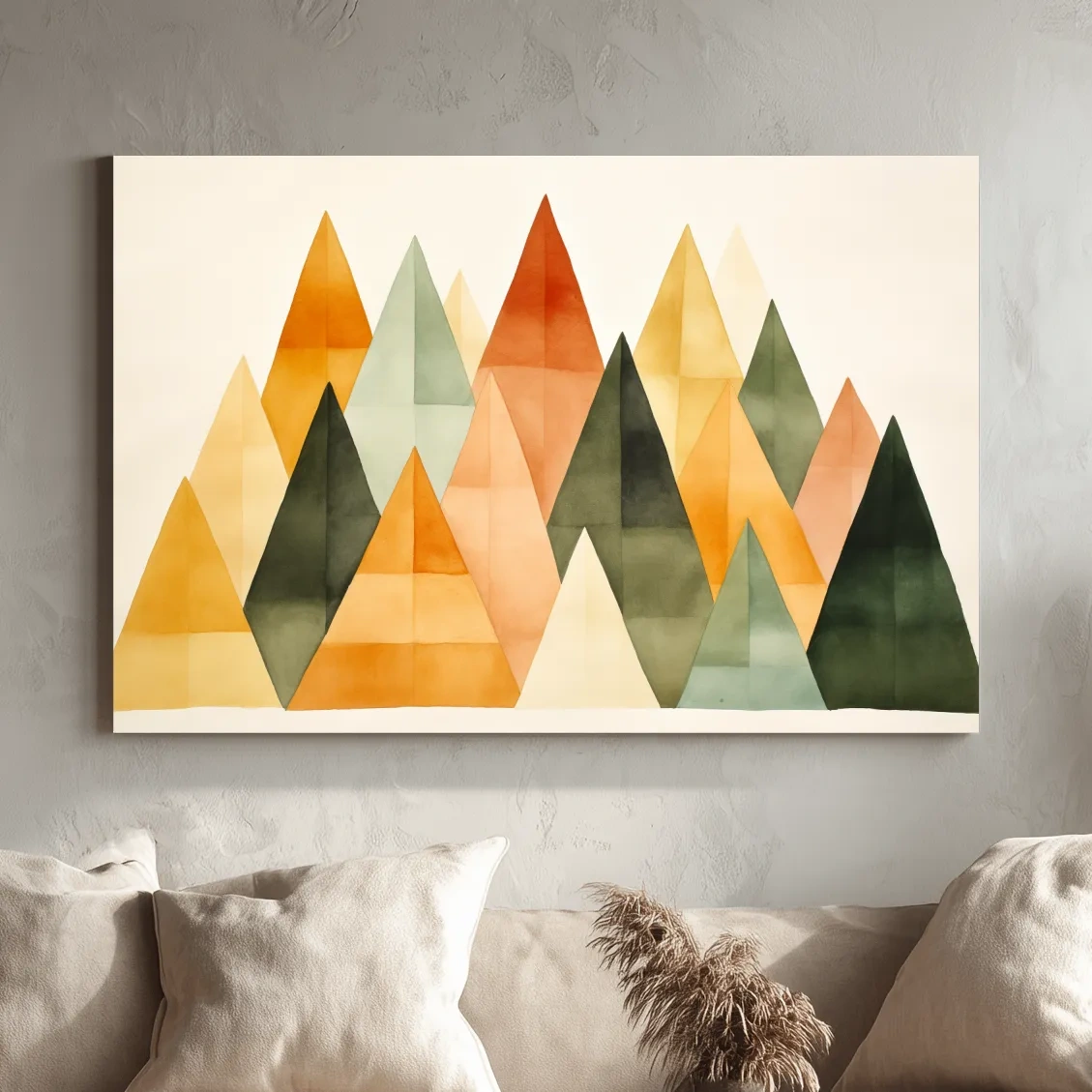 Geometric Watercolor Mountains - Modern Scandi Minimalist Wall Art