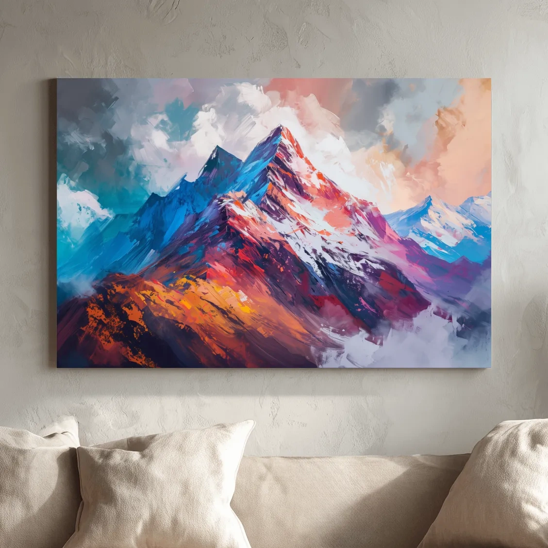 Vibrant Abstract Alpine Mountain Peaks - Colorful Landscape Wall Art