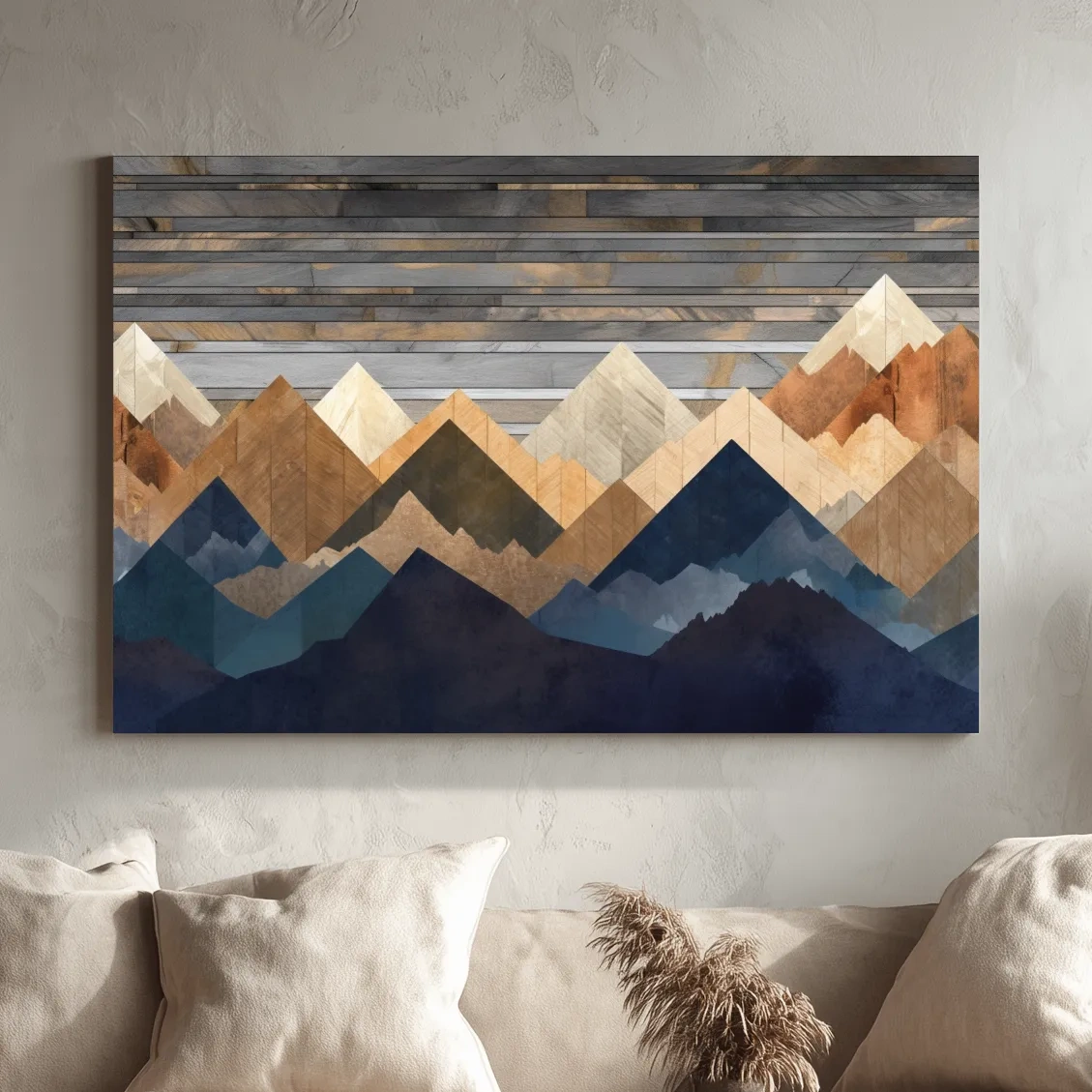 Printed wooden panel mountain art