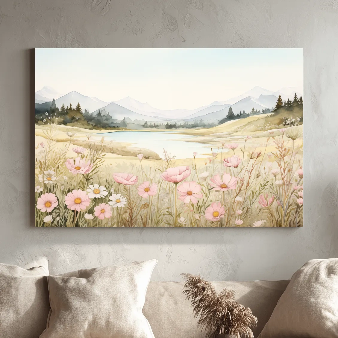 Watercolour painting of flowers in the alpine meadows