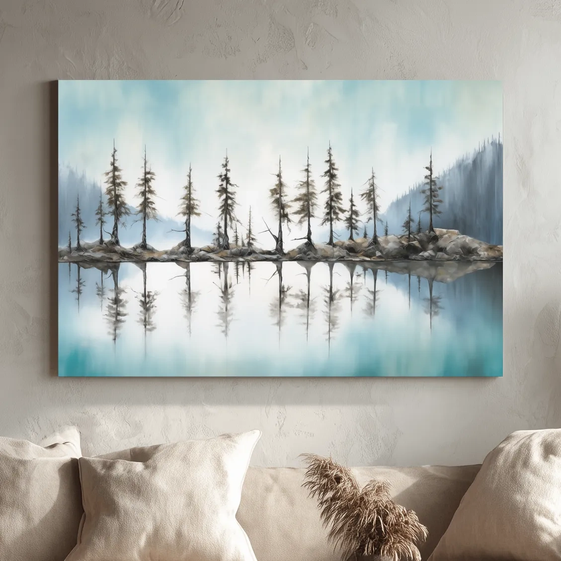 Minimalist Pine Tree Torqouise Alpine Lake Reflection - Pacific Northwest Wall Art
