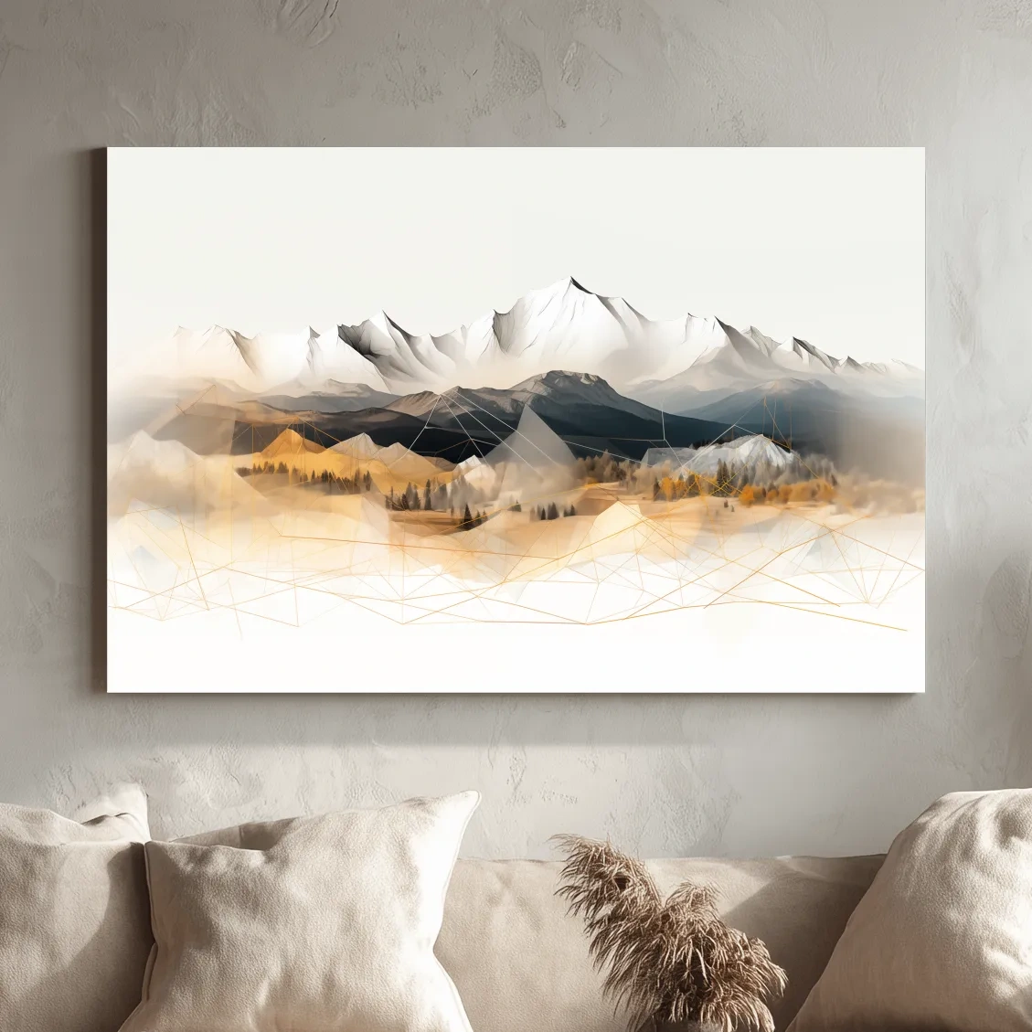 Geometric Mountain Range Forest Landscape - Modern Abstract Wall Art