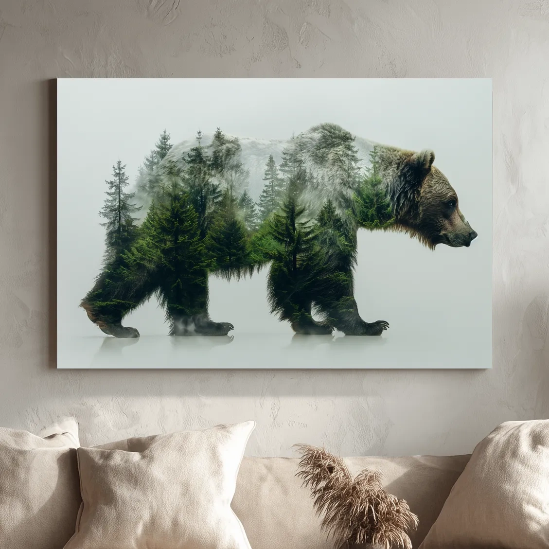 Surreal Grizzly Bear Double Exposure Forest - Wildlife Nature Wall Art