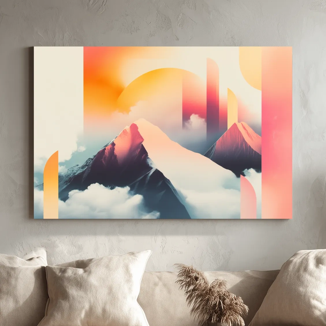 Abstract retro style mountain ski poster artwork