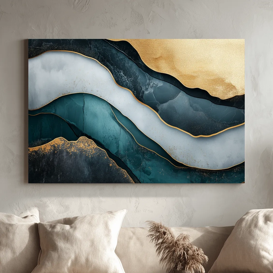 Elegant Gold Abstract Layers - Modern Marble Texture Wall Art