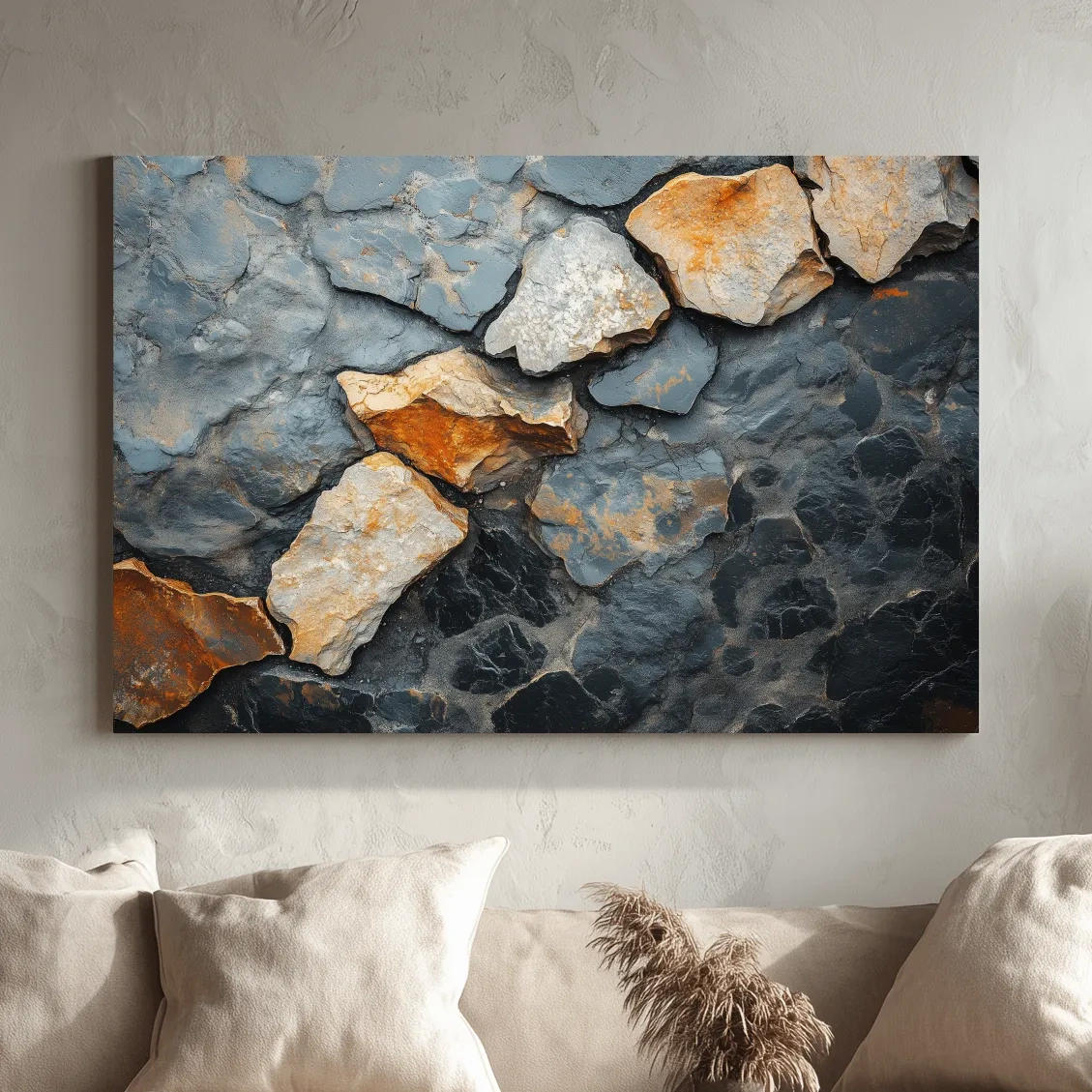 Textured Slate Stone Abstract - Modern Rustic Rock Wall Art
