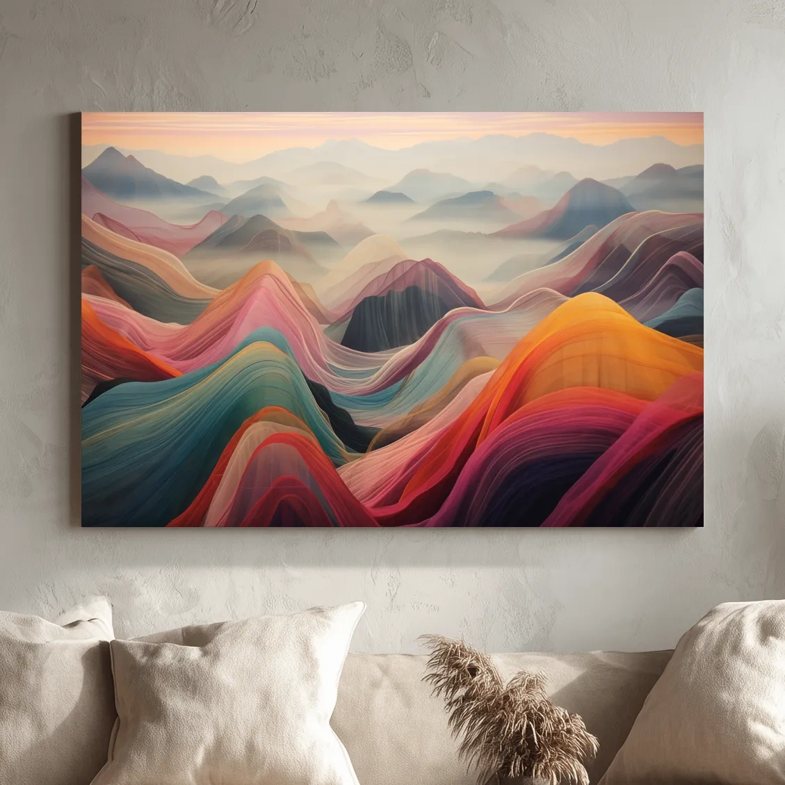 Vibrant Abstract Layered Mountain Ranges - Colorful Topographic Landscape Wall Art