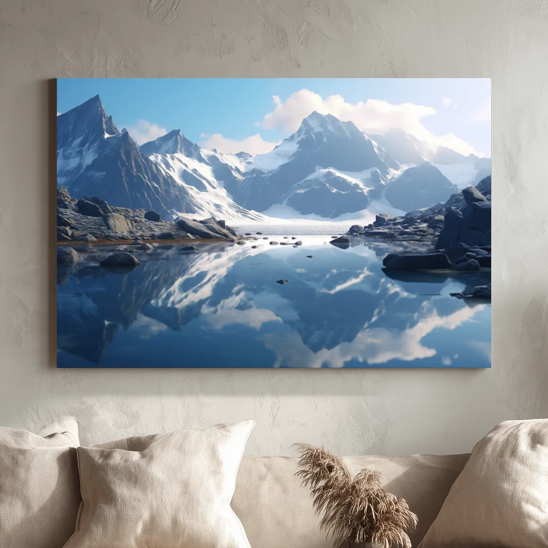 Photographic art of a glacial alpine lake