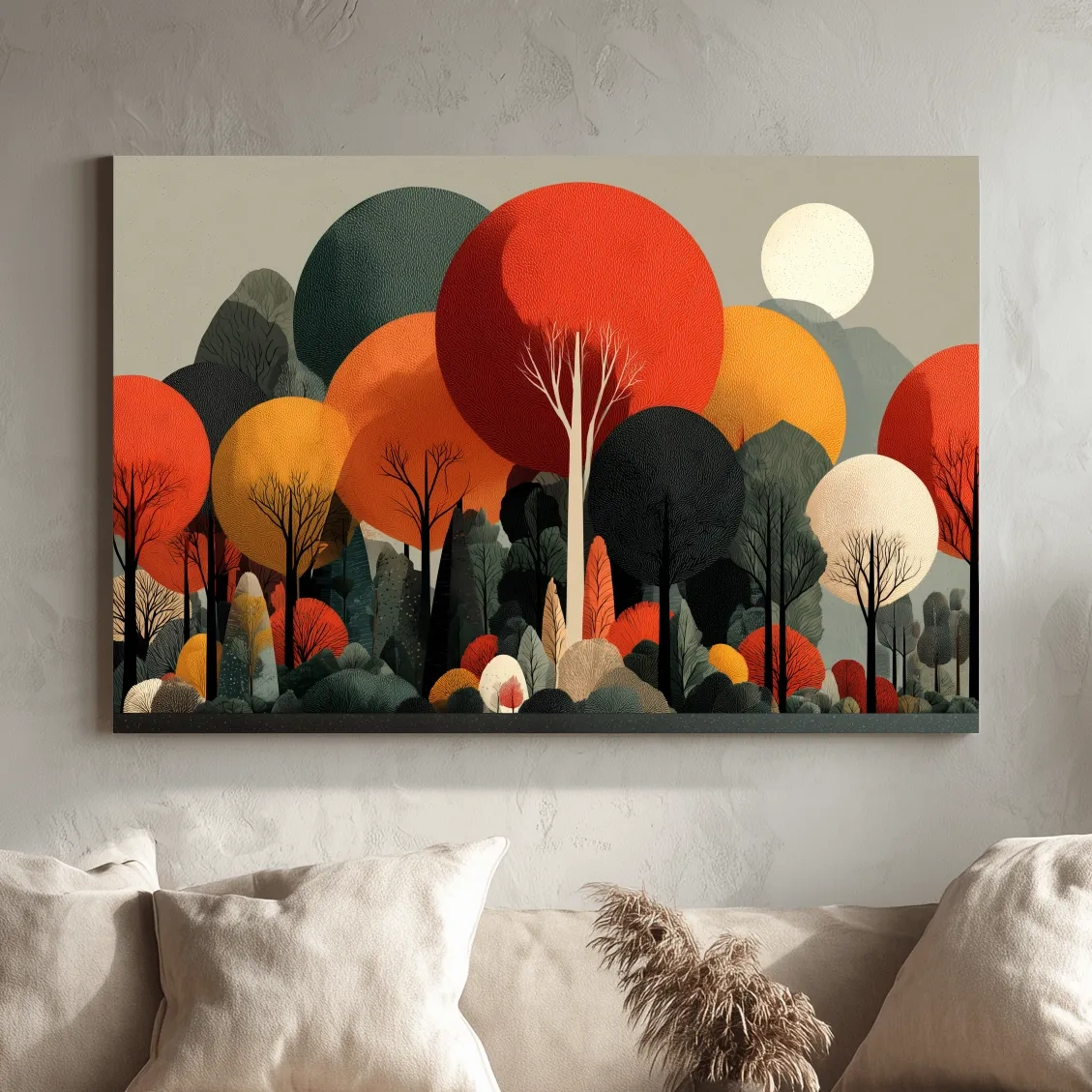 Abstract Autumn Forest Trees Canvas Art - Modern Scandinavian Wall Art
