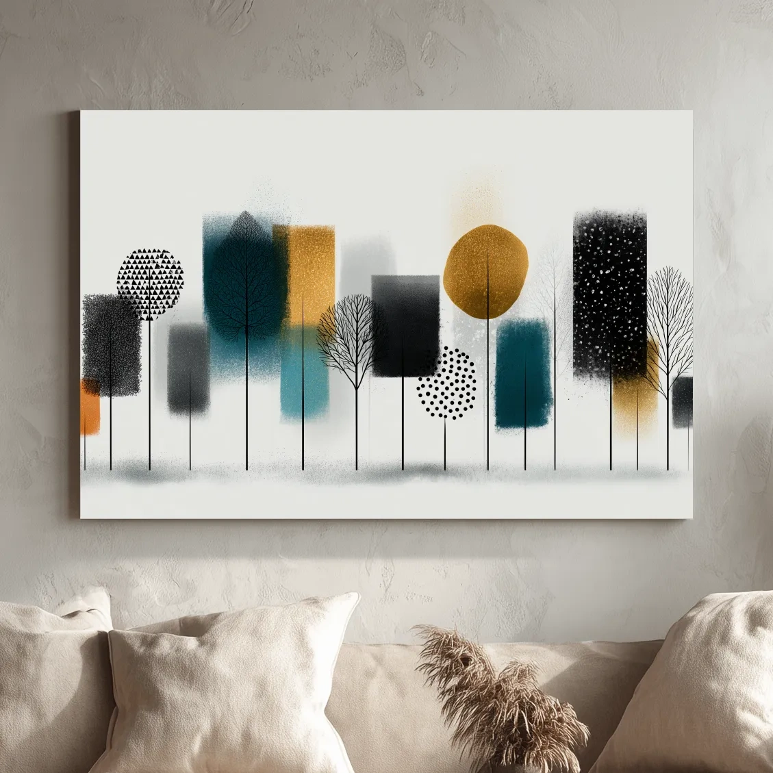 Abstract Minimalist Forest Grove Silhouettes - Modern Scandinavian Geometric Wall Art