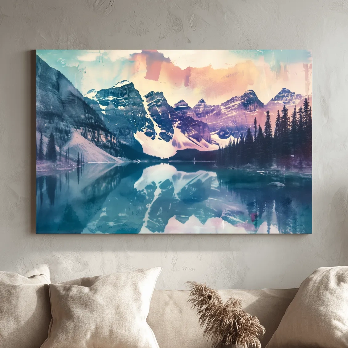 Valley of the Ten Peaks Watercolor Painting - Moraine Lake Banff Wall Art