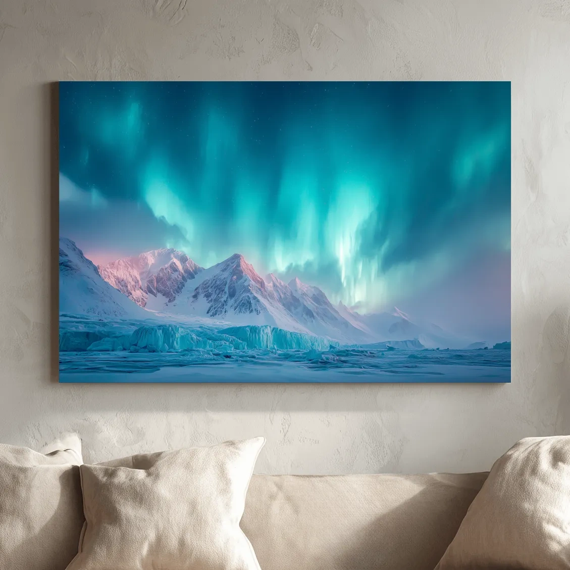 Aurora Borealis Over Icy Arctic Mountains - Northern Lights Wall Art