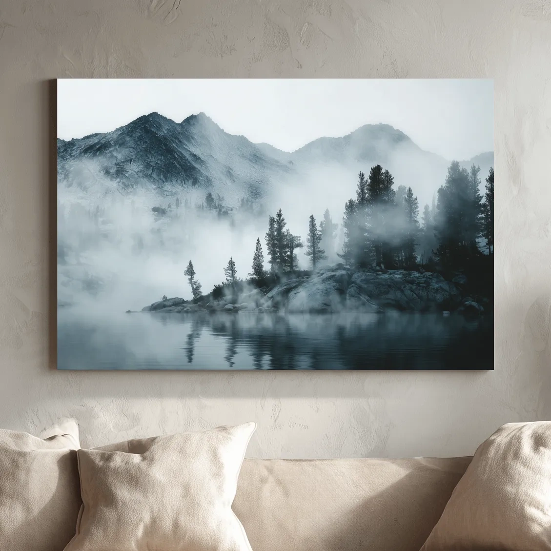 Frosty Alpine Mountain Lake Photography - Black & White Landscape Wall Art