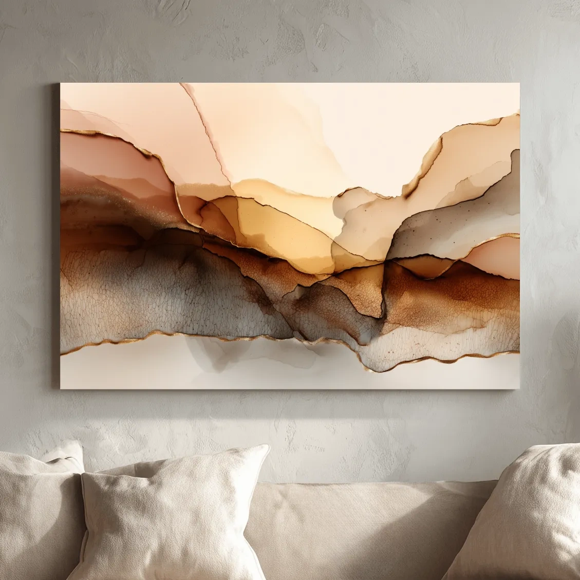 Abstract Alcohol Ink Landscape Painting - Modern Minimalist Wall Art