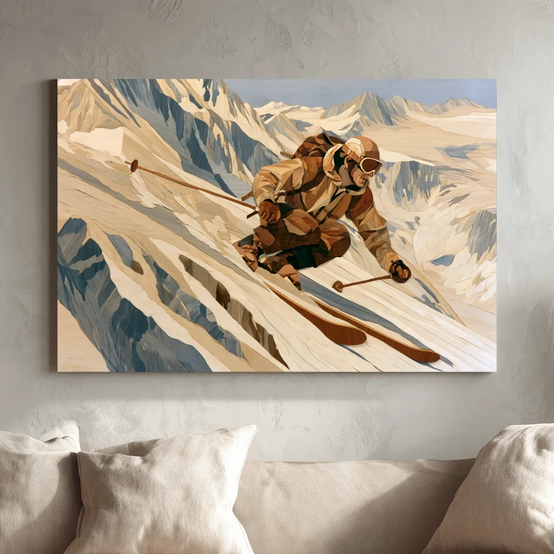 Dynamic Backcountry Skier Alpine Descent - Adventure Winter Sports Wall Art