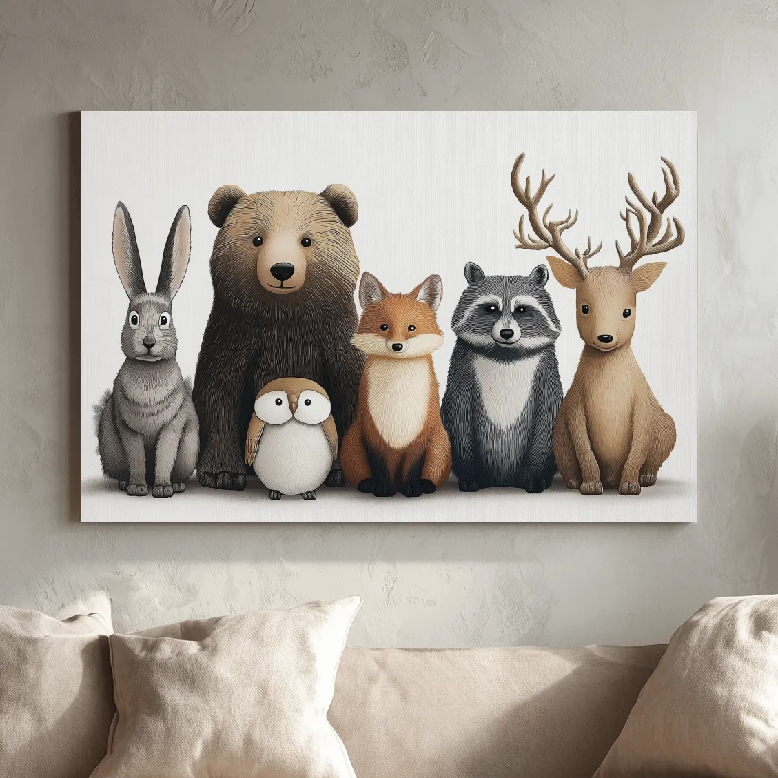 Cute Woodland Animal Art Illustration - Nursery Wildlife Wall Art - Childrens Room Decor