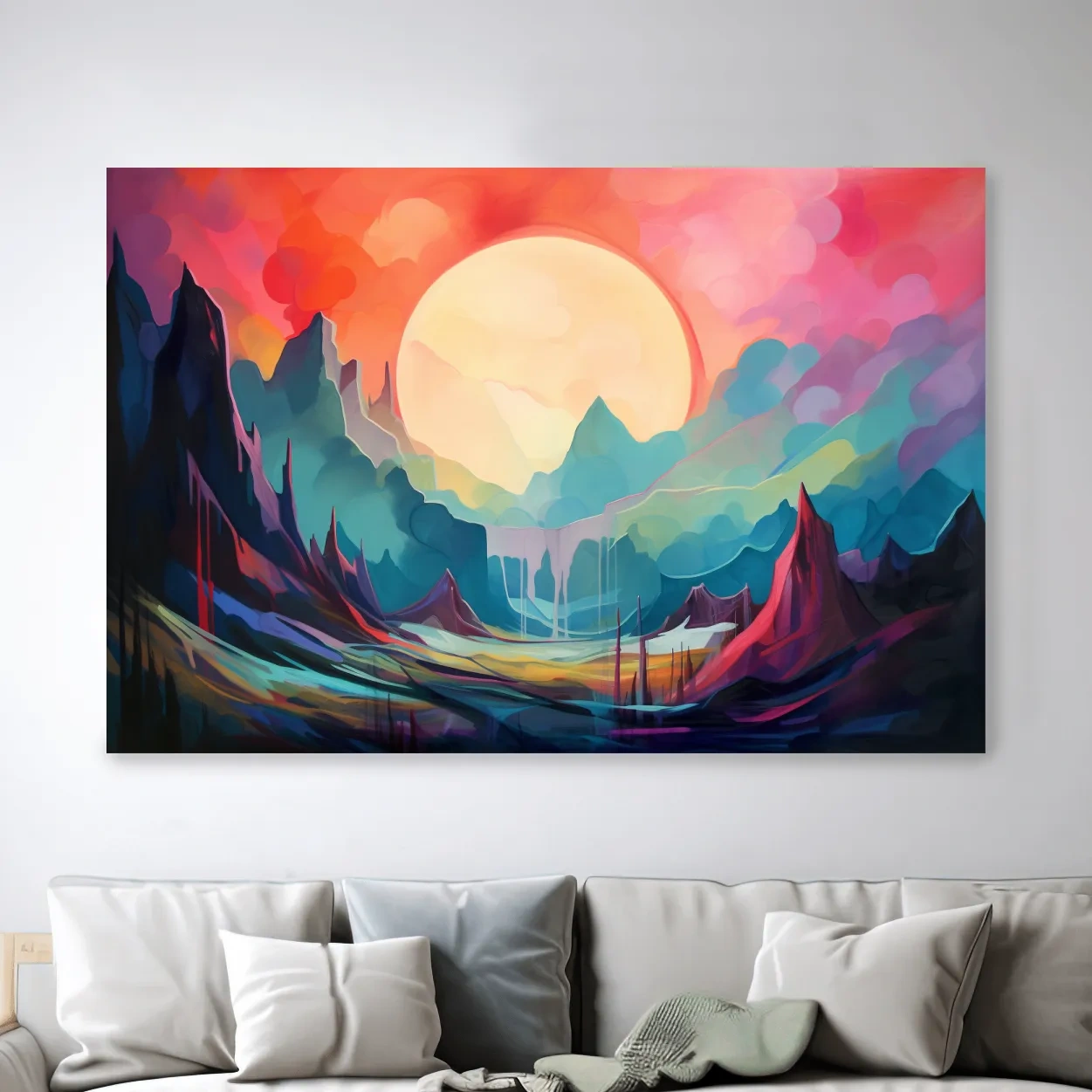 Abstract mountain oil painting wall art