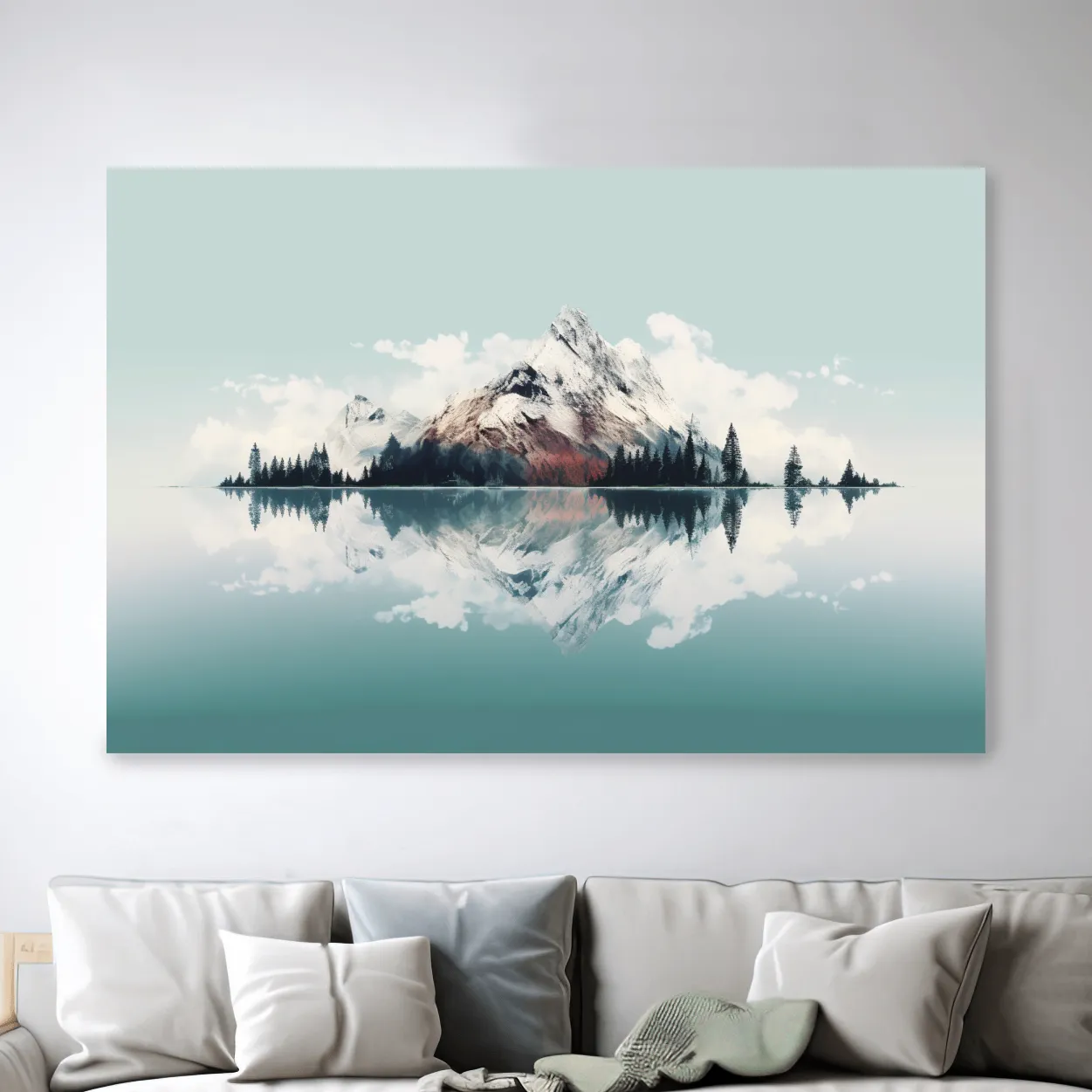 Minimalist Snowcapped Mountain Lake Reflection - Alpine Glacier Wall Art