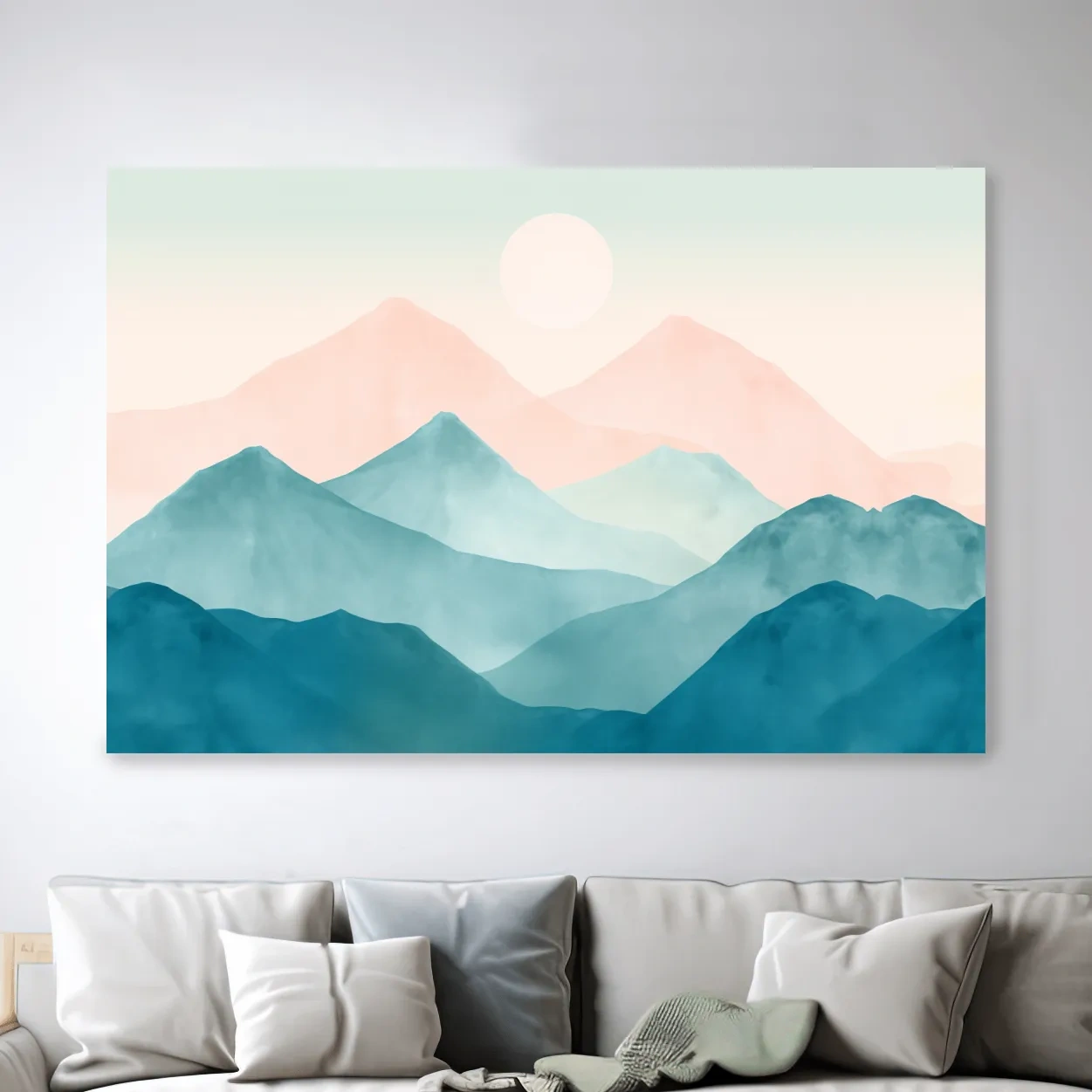 Minimalist Pastel Watercolor Mountains - Serene Abstract Landscape Wall Art