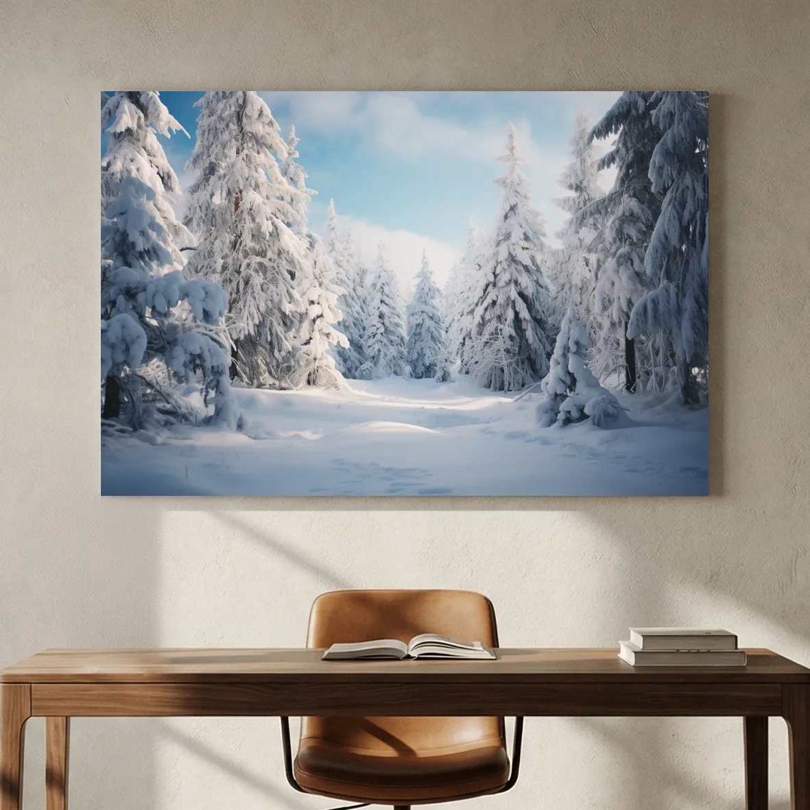Serene Snowy Pine Forest Photography - Winter Wonderland Nature Wall Art