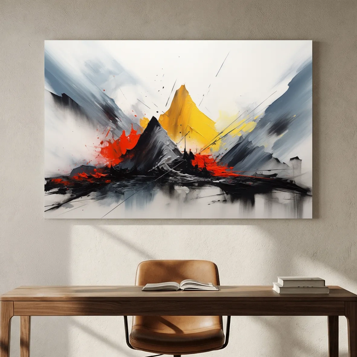 Abstract Mountain Peaks Painting - Modern Impasto Style Wall Art