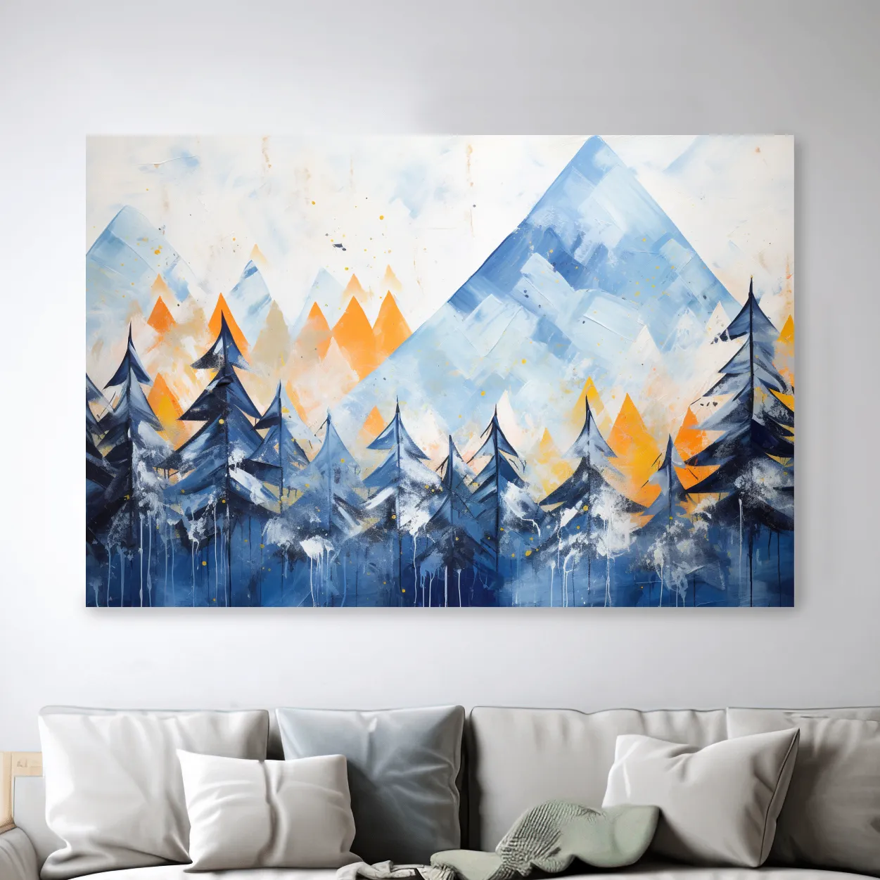Abstract Alpine Mountain Peaks - Watercolor Forest Wall Art