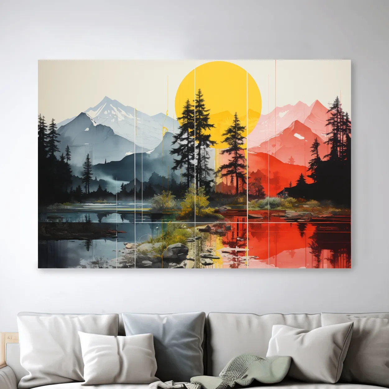 Alpine sunset watercolour painting artwork