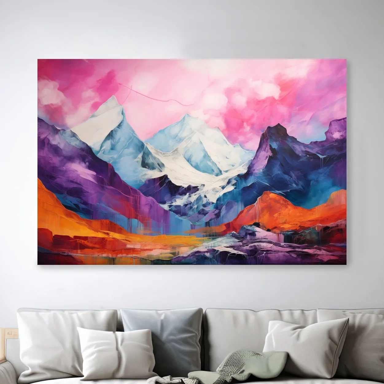 Bright colourful mountain painting