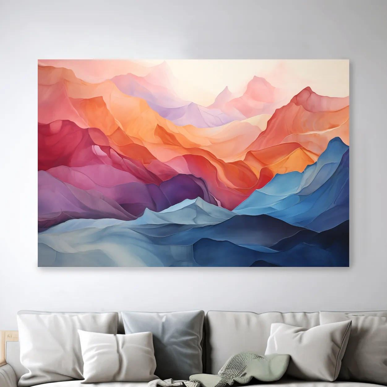 Vibrant Abstract Layered Mountain Landscape - Modern Colorful Alpine Wall Art