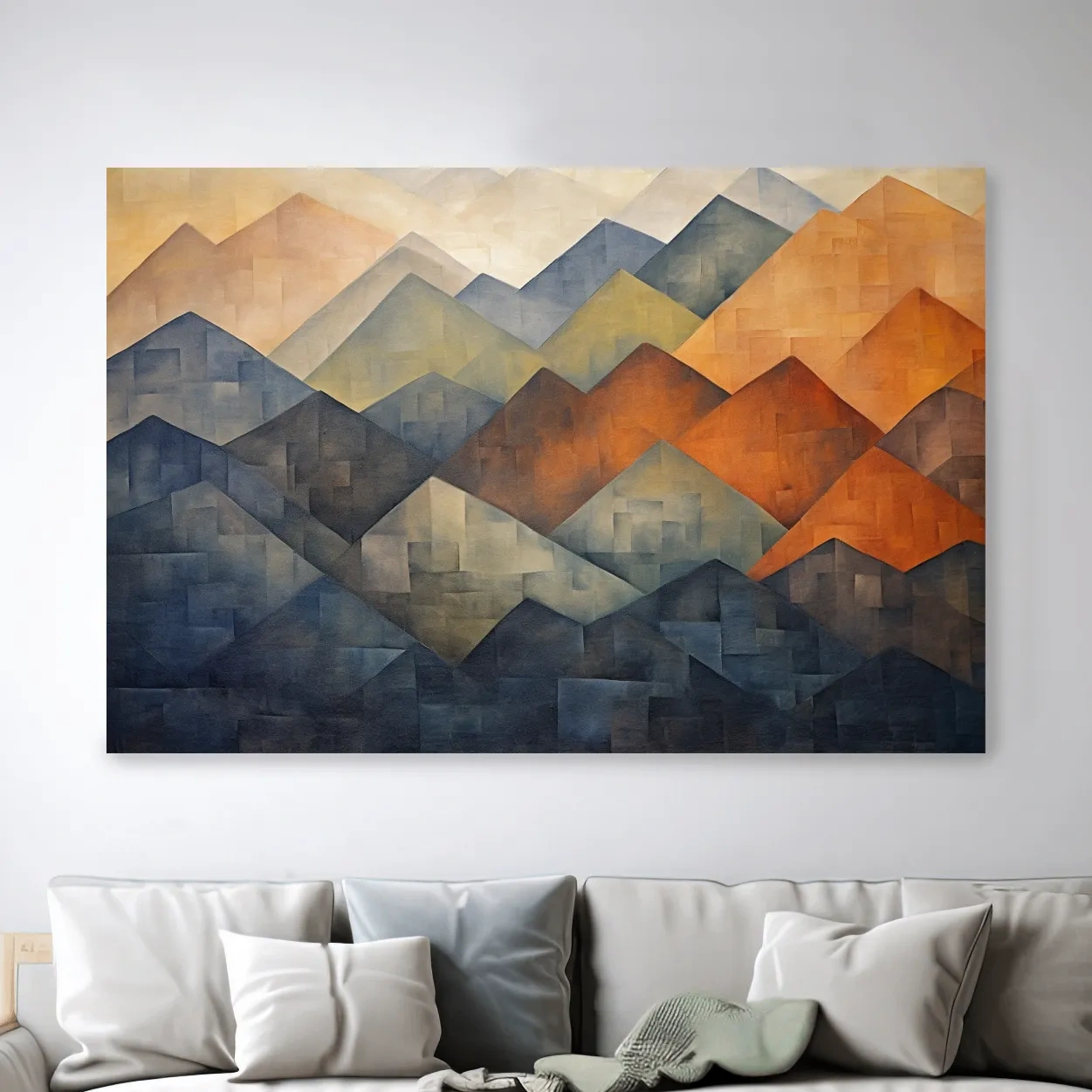 Geometric Abstract Mountain Range Artwork - Patchwork Landscape Wall Art