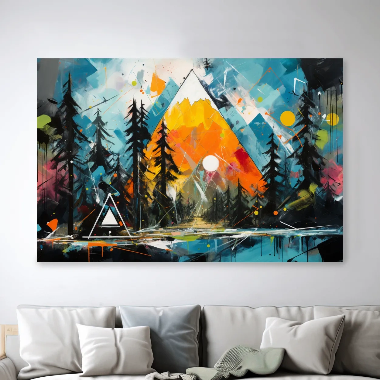 Colorful energetic style alpine mountain painting