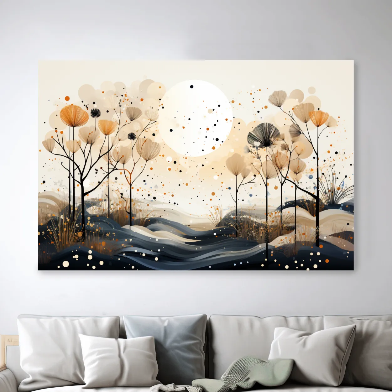 Surreal illustation of a chic boho forest