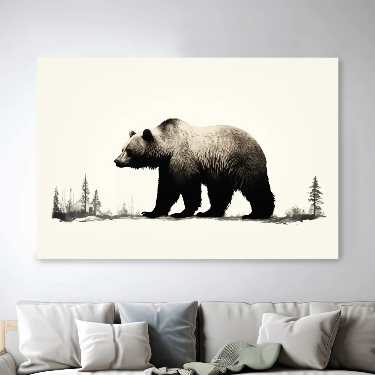 Minimal illustration art of a grizzly bear silhouette