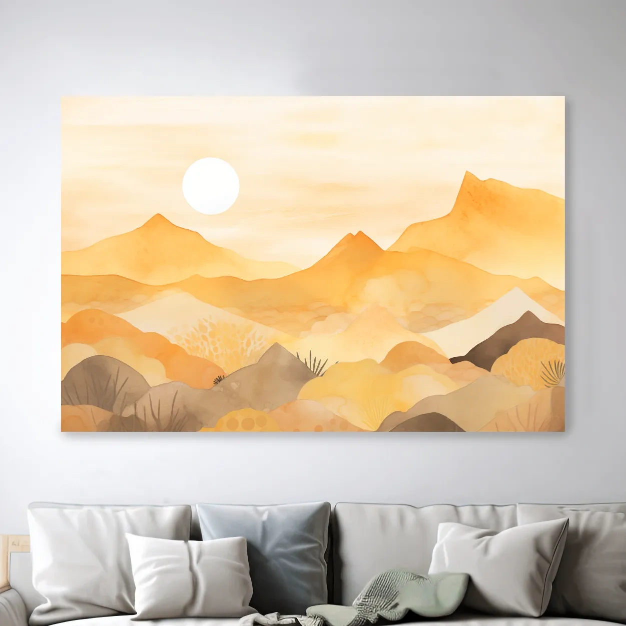Watercolour painting of expressionism mountain landscapes