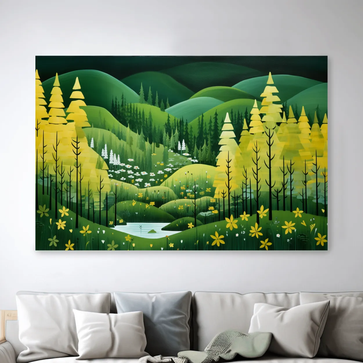 Whimsical Autumn Mountain Valley - Wildflower Forest Wall Art