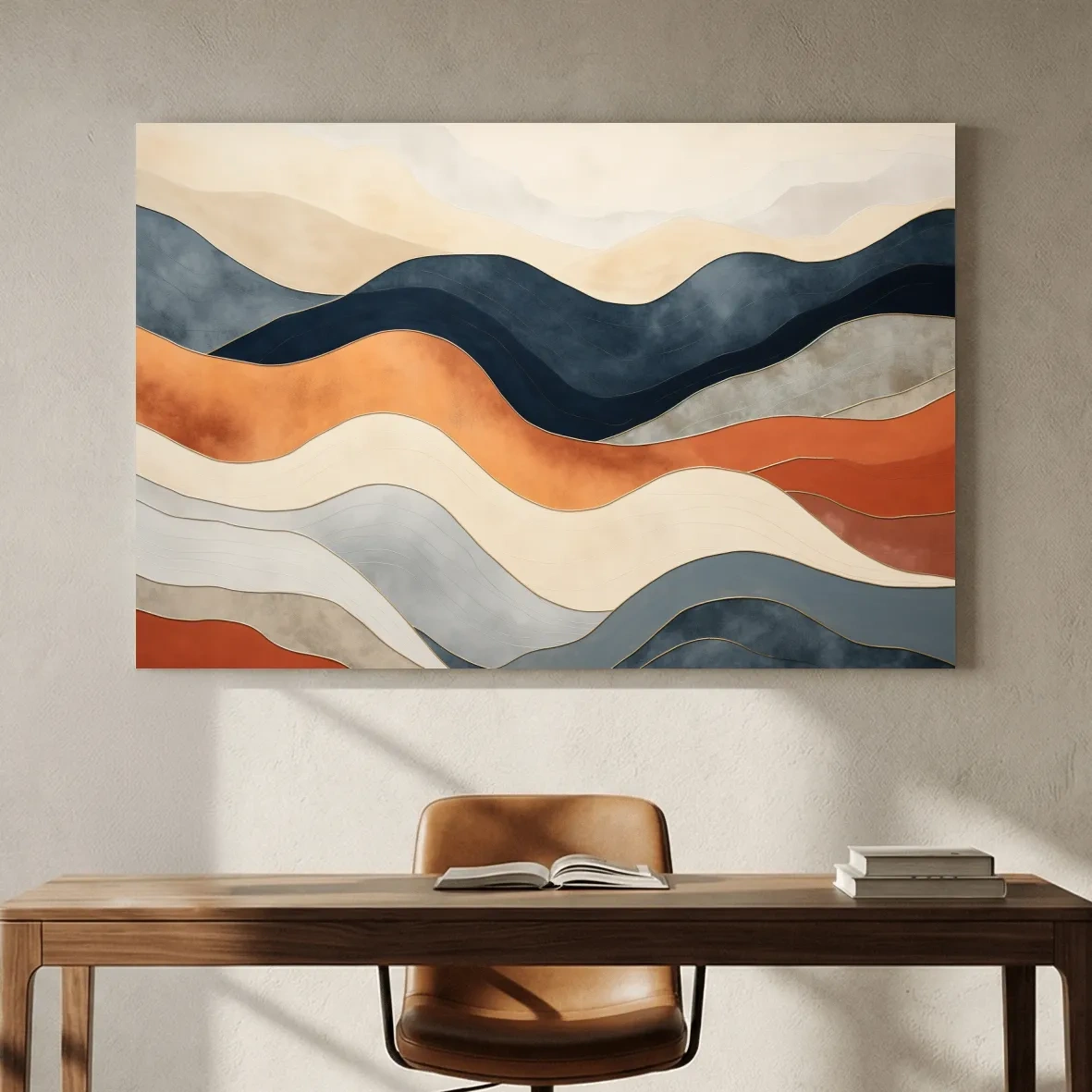 Abstract Wavy Mountain Layers - Mid Century Modern Landscape Wall Art