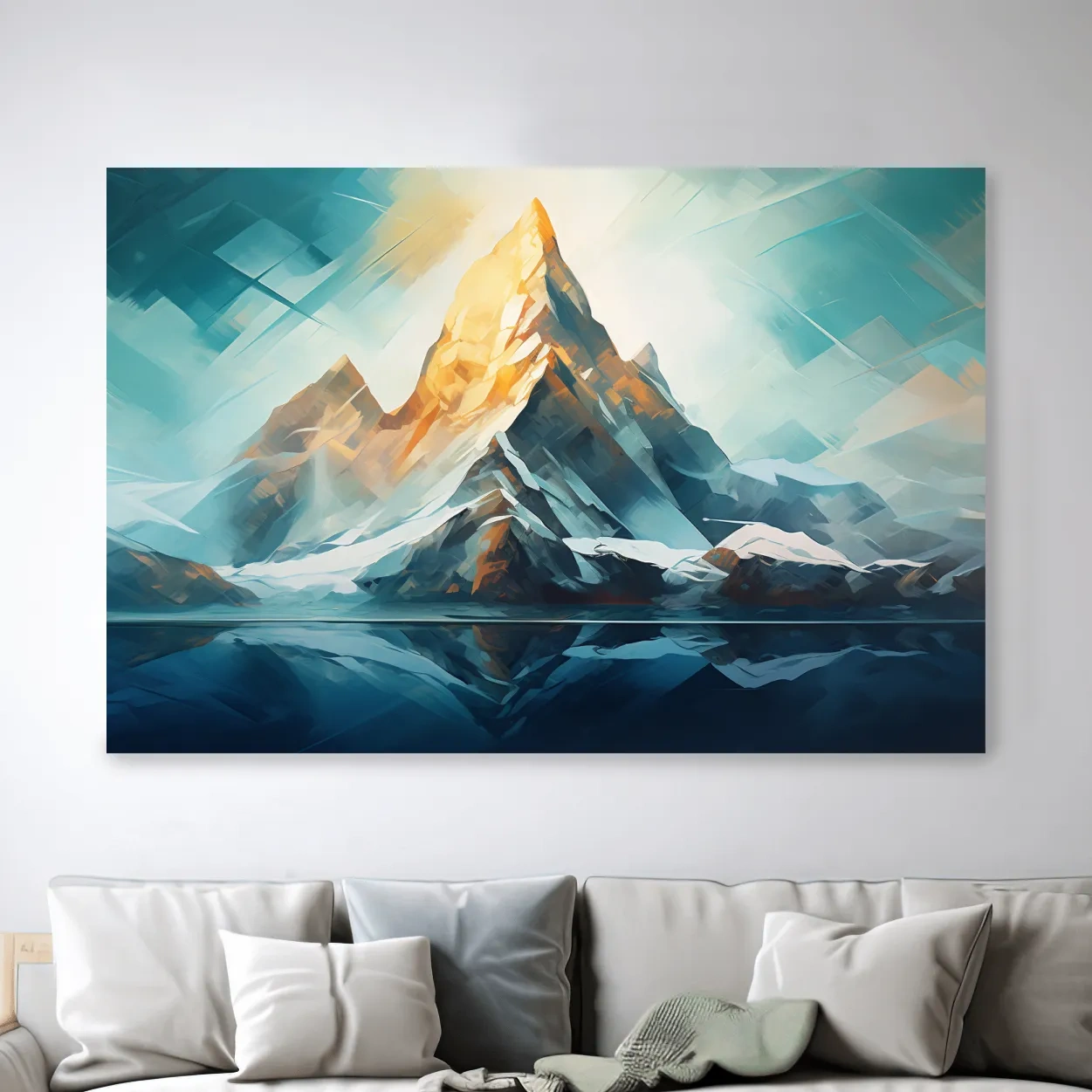 Vibrant glacier mountain art, palette knife style painting