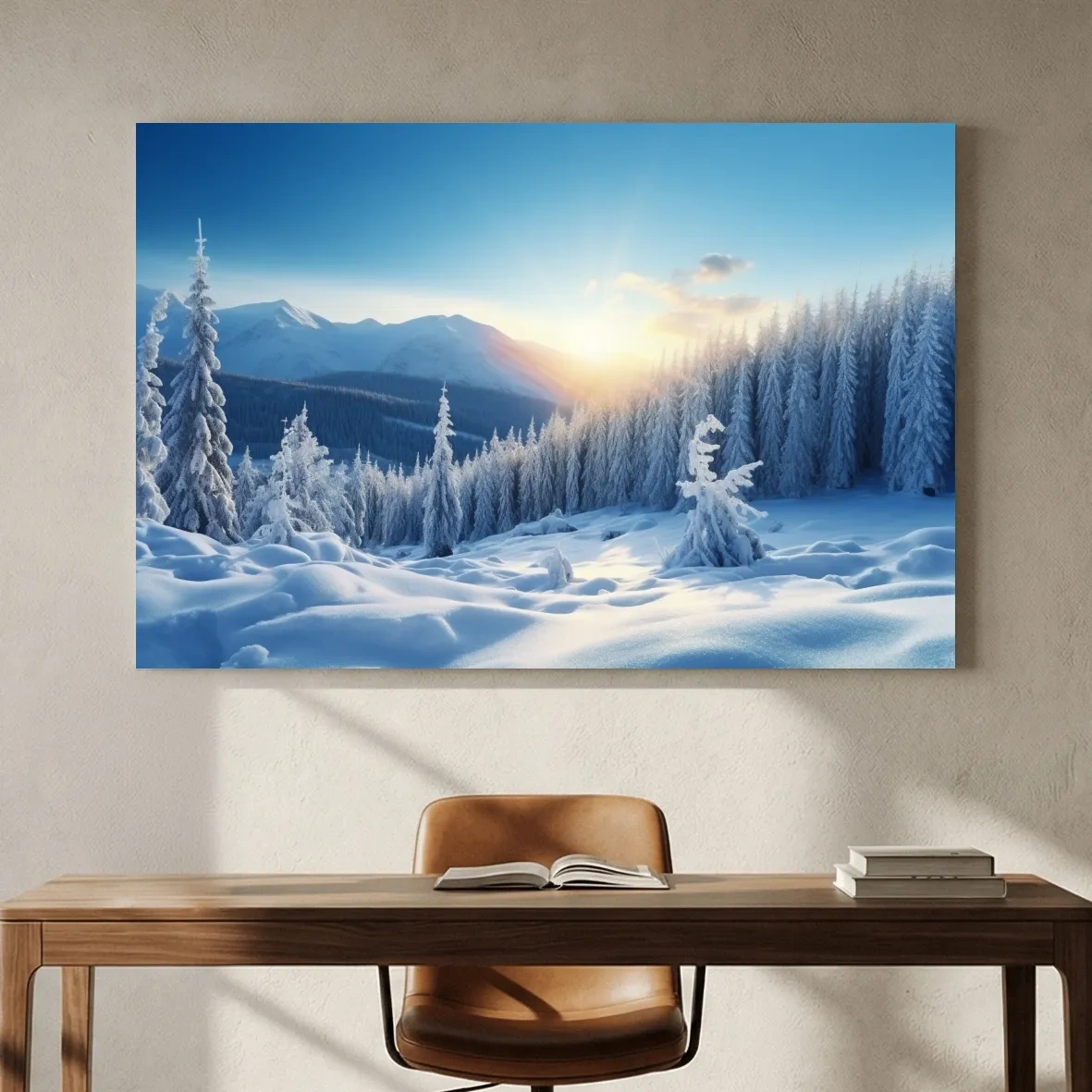 Snowy Alpine Forest Sunrise - Winter Nature Photographic Wall Art