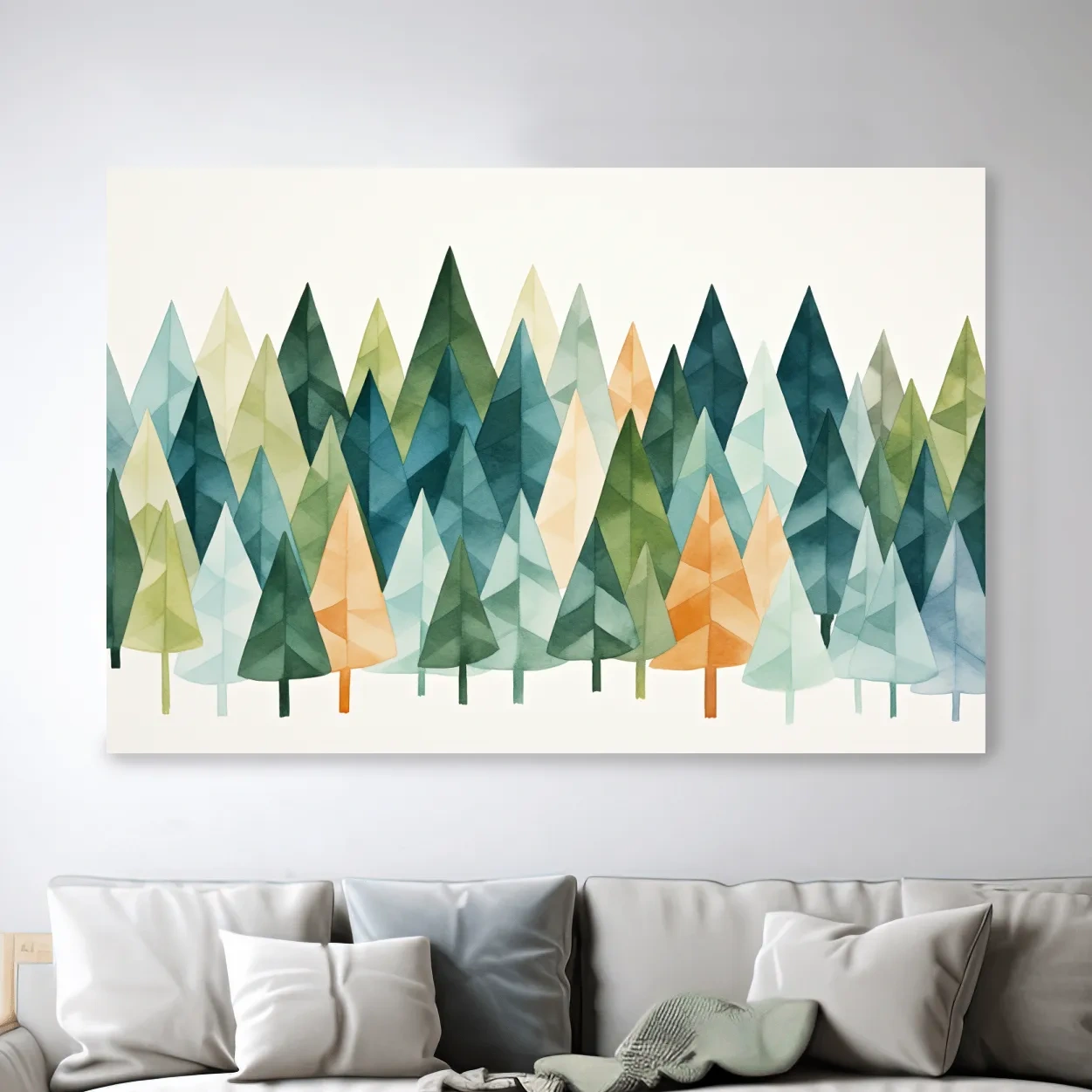 Watercolor Pine Forest Landscape - Modern Scandinavian Wall Art
