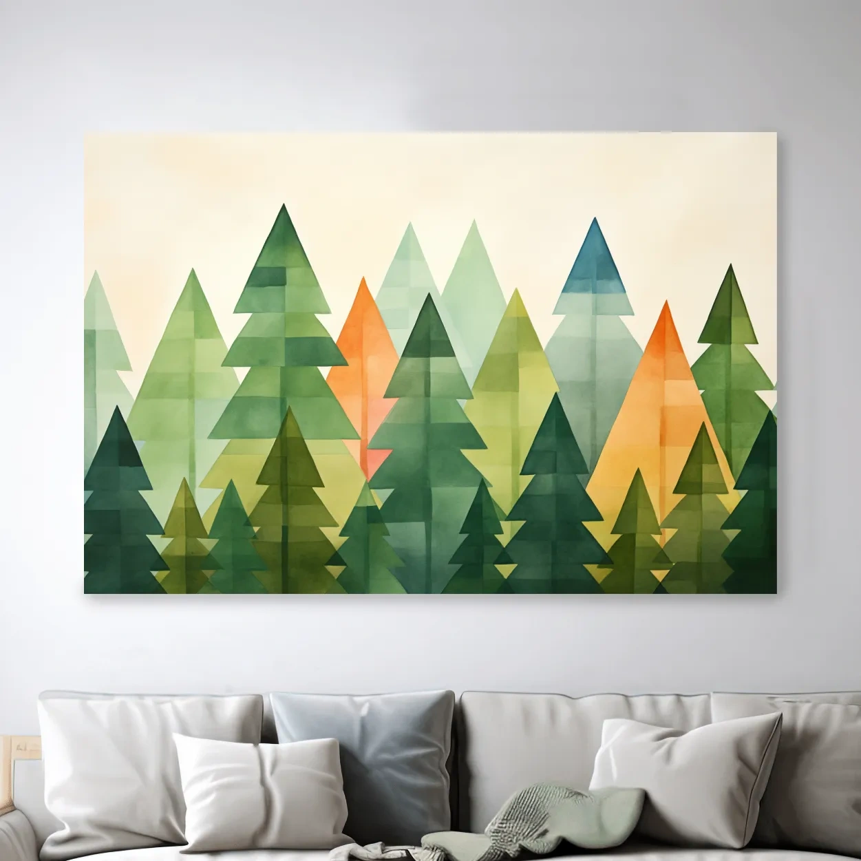 Minimal forest artwork, bohemian rustic trees wall art