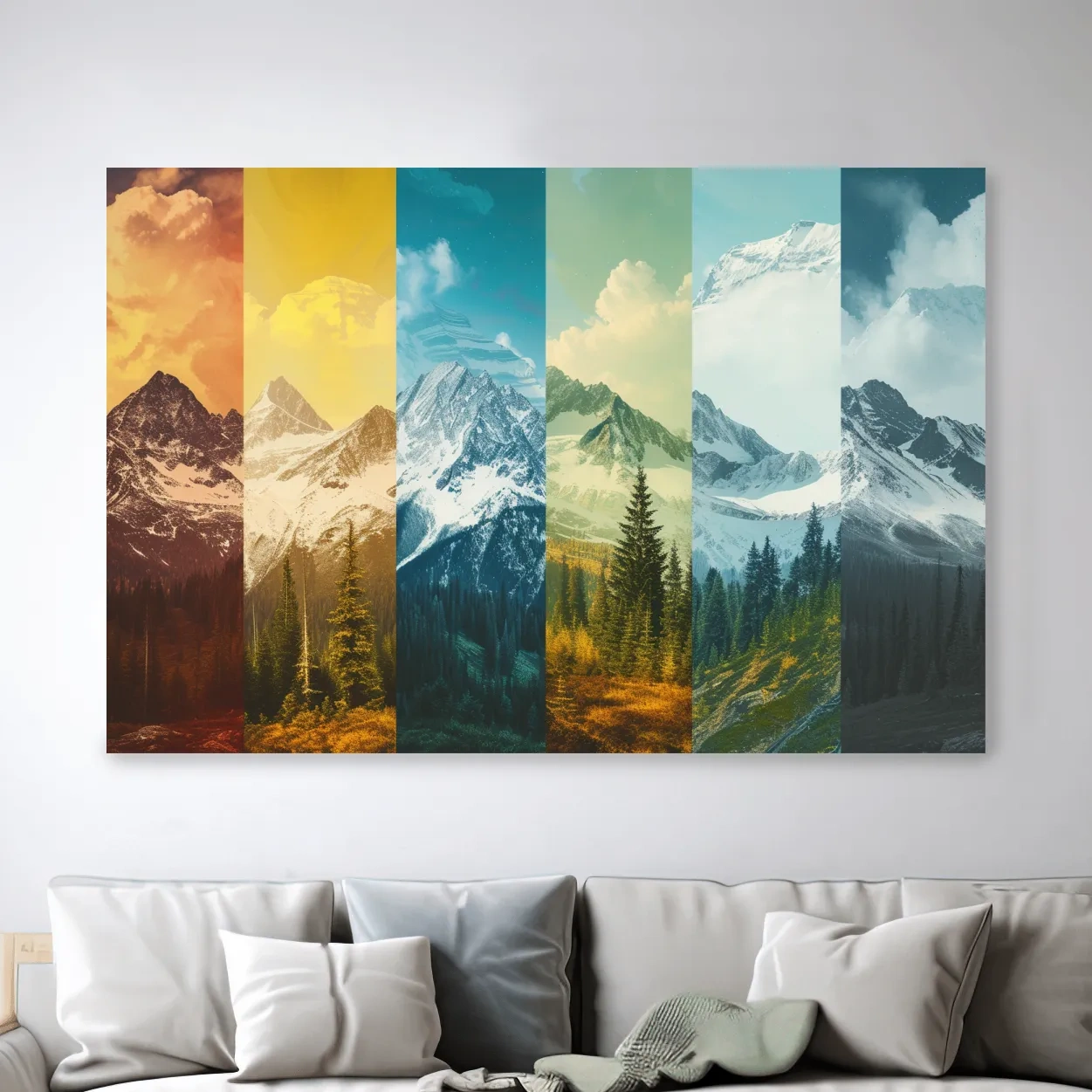 Colorful Mountain Peaks Collage - Modern Alpine Glacier Wall Art