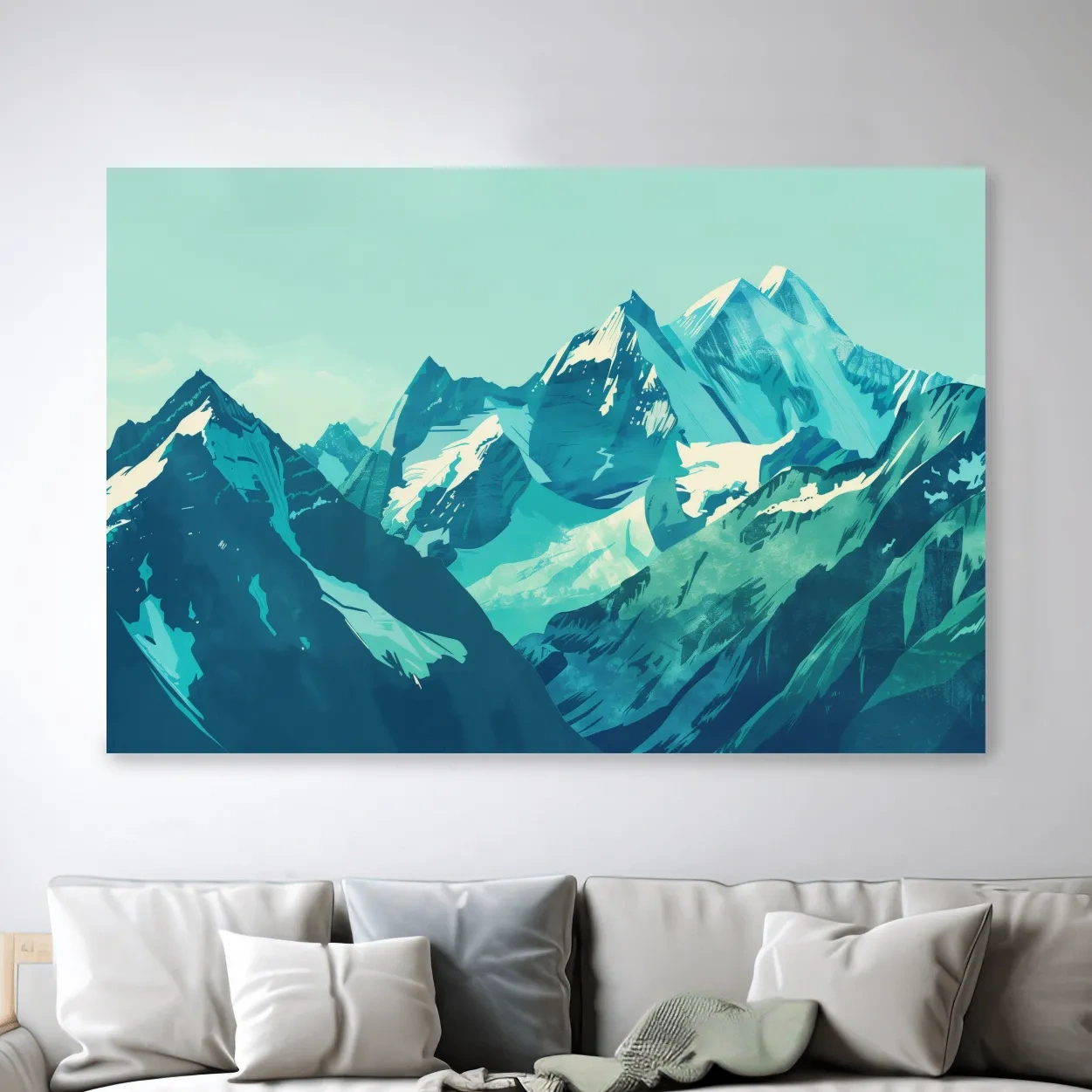 Mountain glacier artwork, stylized vector art