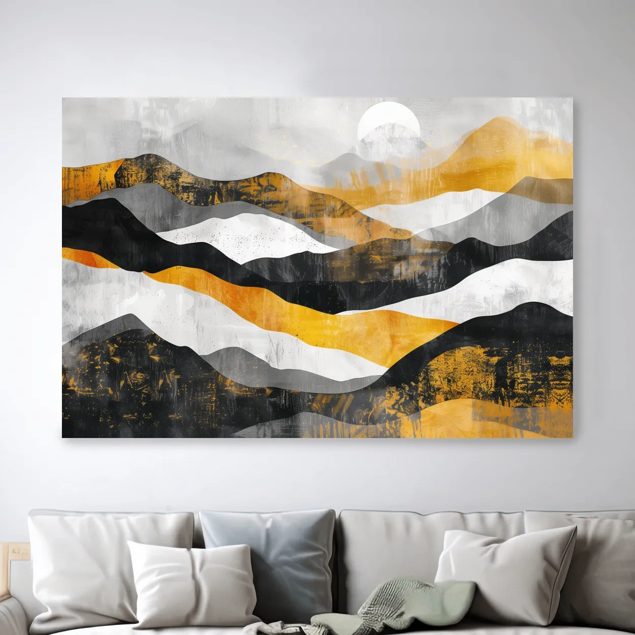Textured elegant mountain artwork, large format abstract wall art