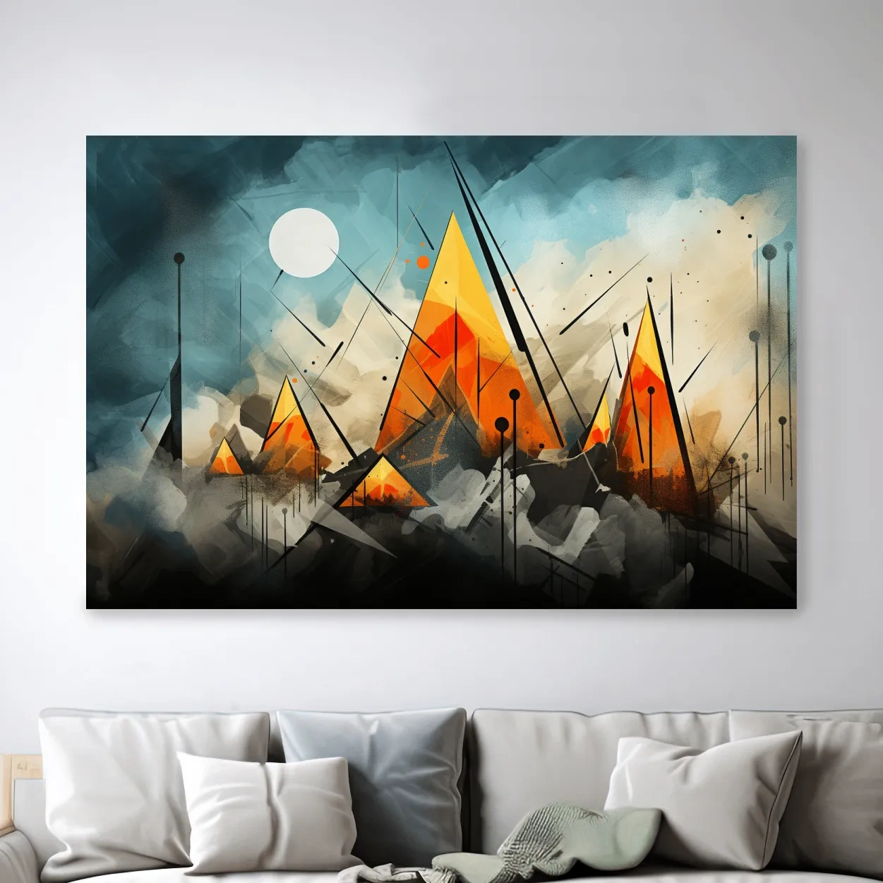 Energetic abstract mountain painting wall art